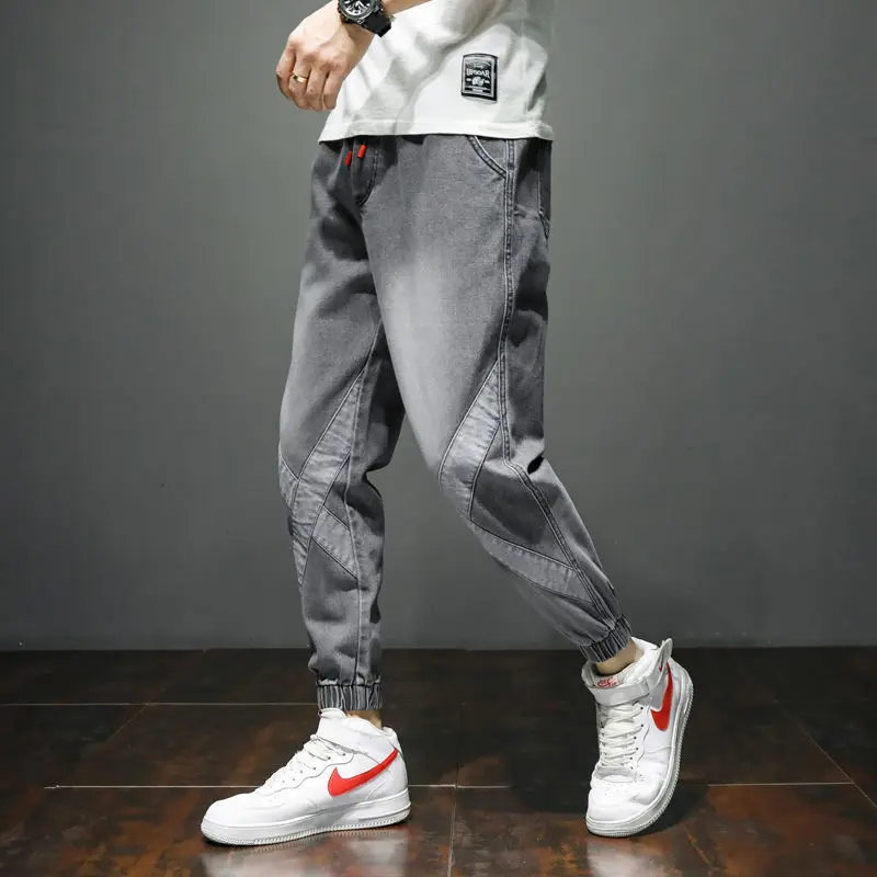 Autumn and winter thick loose jeans men's waist elastic waist Korean style trend all-match casual trousers men