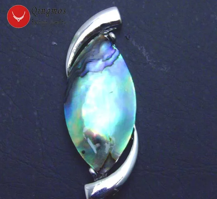 Трендовое ожерелье Qingmos 25*50 мм с овальным кулоном для женщин синей натуральной