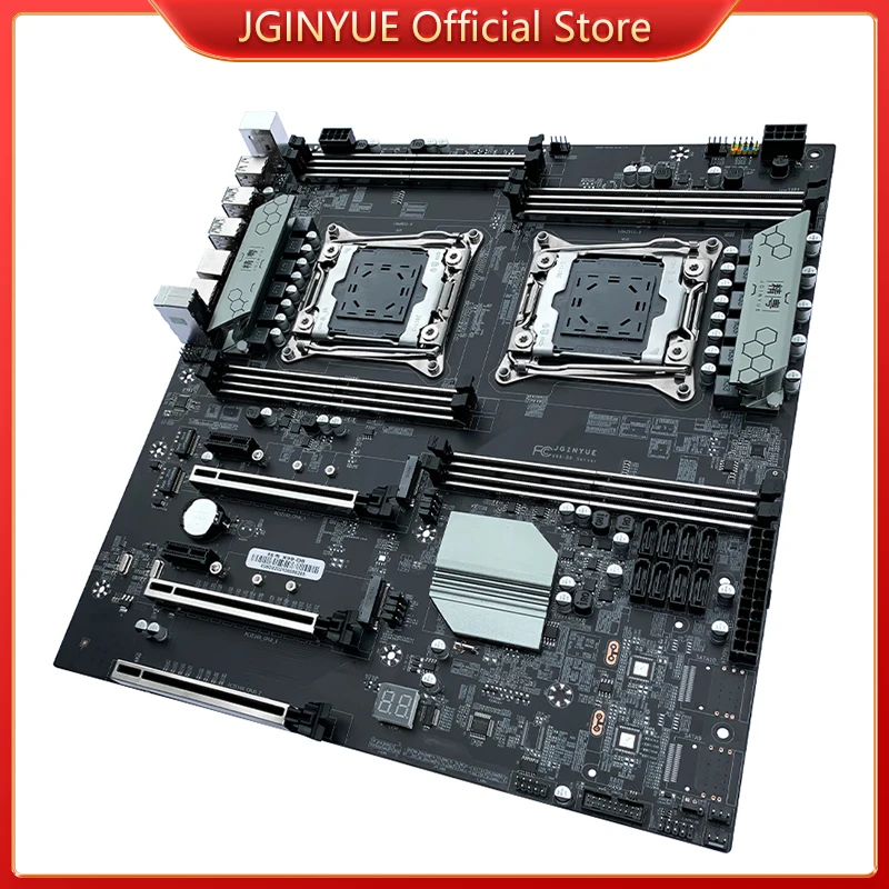 Материнская плата JGINYUE X99 с двумя CPU LGA 2011-3 поддерживает процессор Xeon E5 V3 V4, процессор DDR4 ECC память, восемь каналов