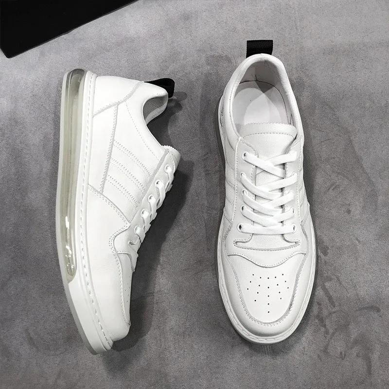 New Mens Outside 2020 Casual Joggers Sneakers Shoes Fashion White Genuine Leather Male Lace Up Trainers Walking Footwear | Обувь