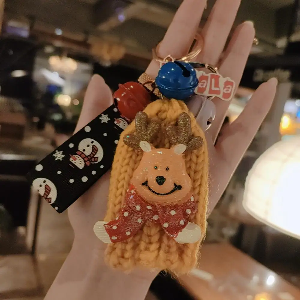 Рождественский зимний подарок брелок для ключей с милым отцом оленем снеговиком