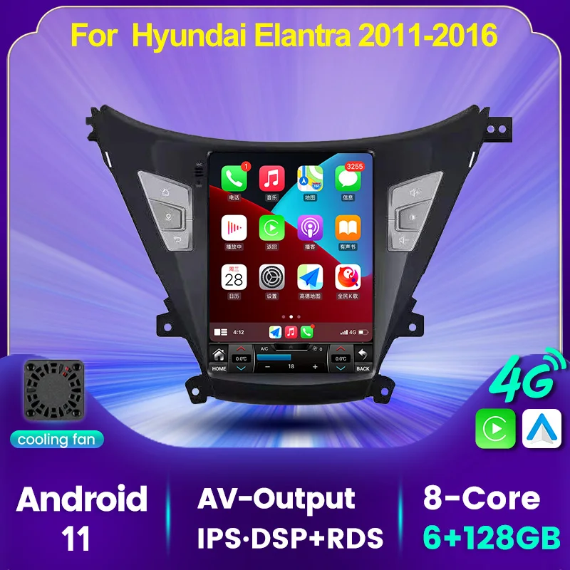 NaviFly Android 11 для Hyundai Elantra 5 2010 2016 Tesla стиль автомобиля радио мультимедиа видео плеер