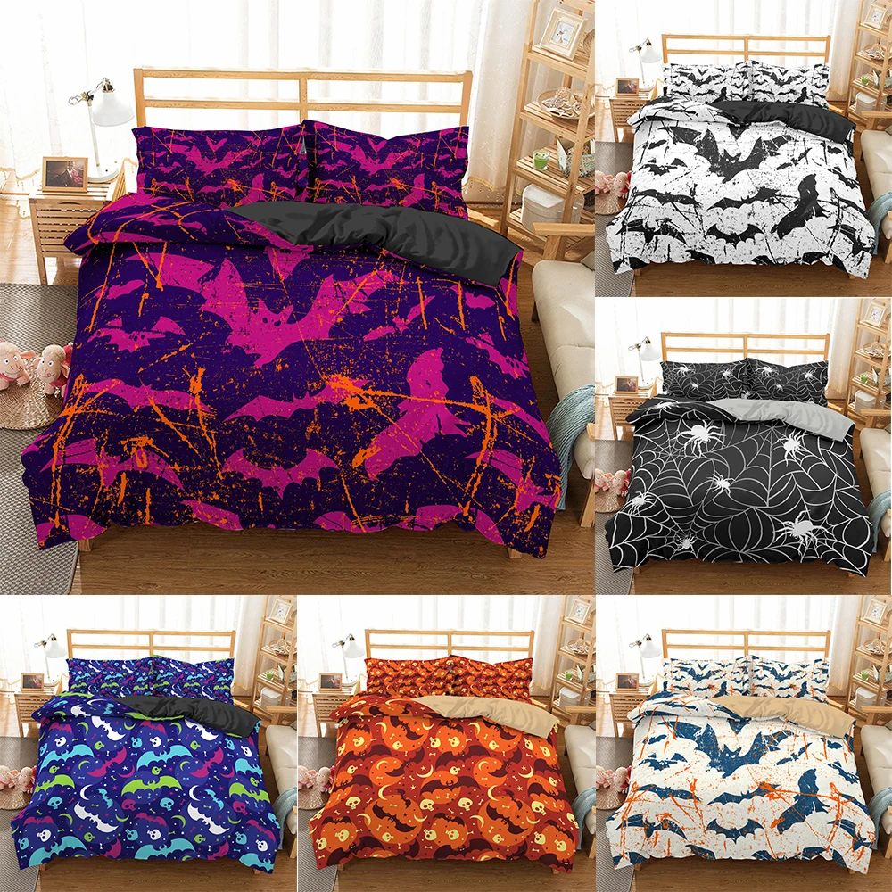 

3D Bedding Set Halloween Bats Duvet Cover Skull Comforter Cover Set Home Textiles Single Twin Full Queen King Size