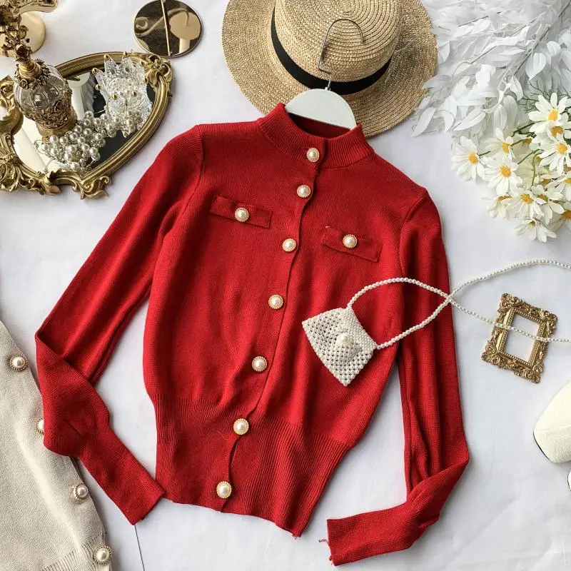 Women Knit Cardigan Spring Short Fit Single Breasted Sweater Urban Vintage Ladies Spring Retro Long Sleeve Top Knitwear Suits