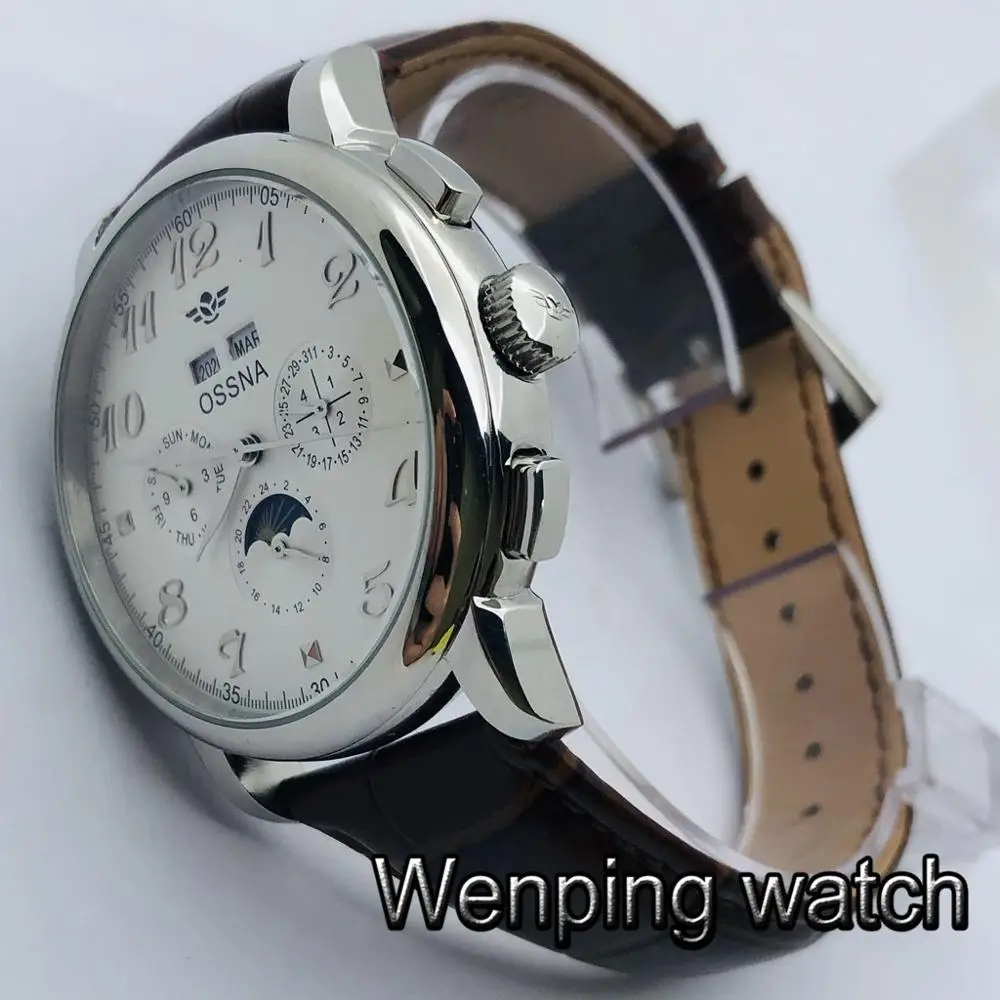 Мужские автоматические часы OSSNA повседневные механические серебристого цвета с