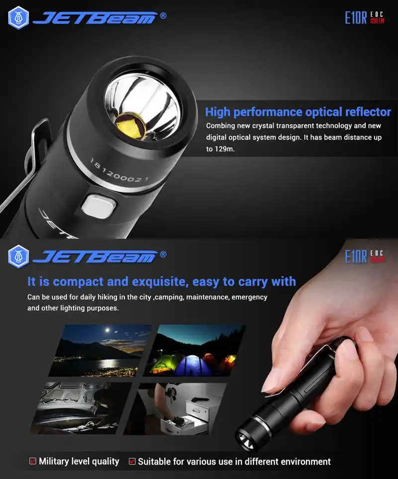 Jetbeam E10R XPG3 S4 650 люмен 4 режима USB Перезаряжаемый EDC светодиодный фонарик AA 14500 для кемпинга фонарь прожектор лампа