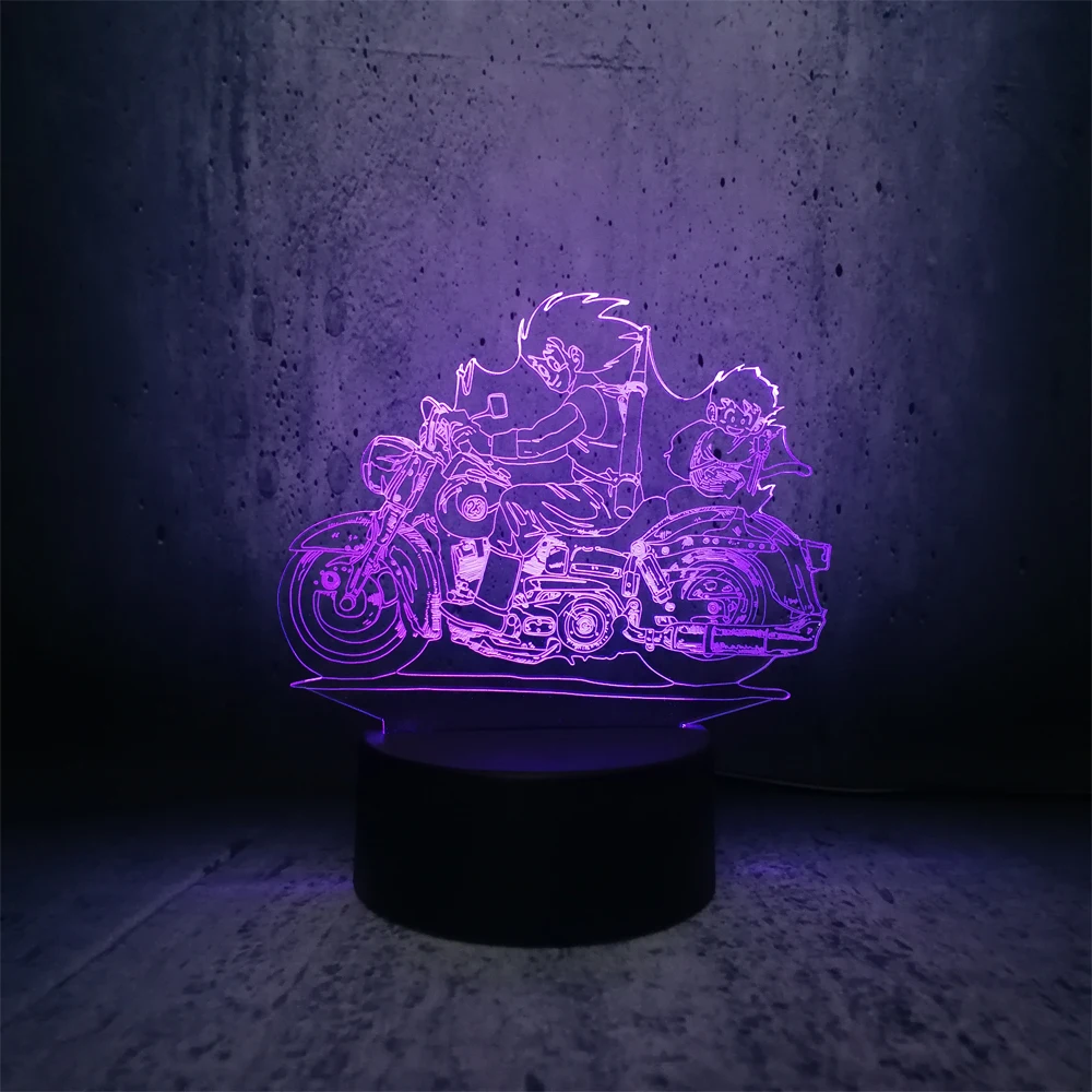 Гоку отец и Готен сын езда Мотоцикл 3D лампа Led ночник подарок на день рождения