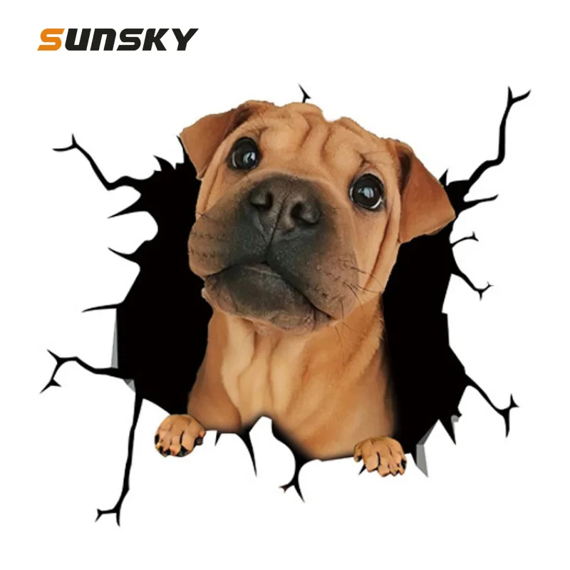 

7 PCS Car Sticker Animal Wall Stickers Puppy Hole Ca Window Static Cover Creative Trunks Refrigerators Wall Stickers