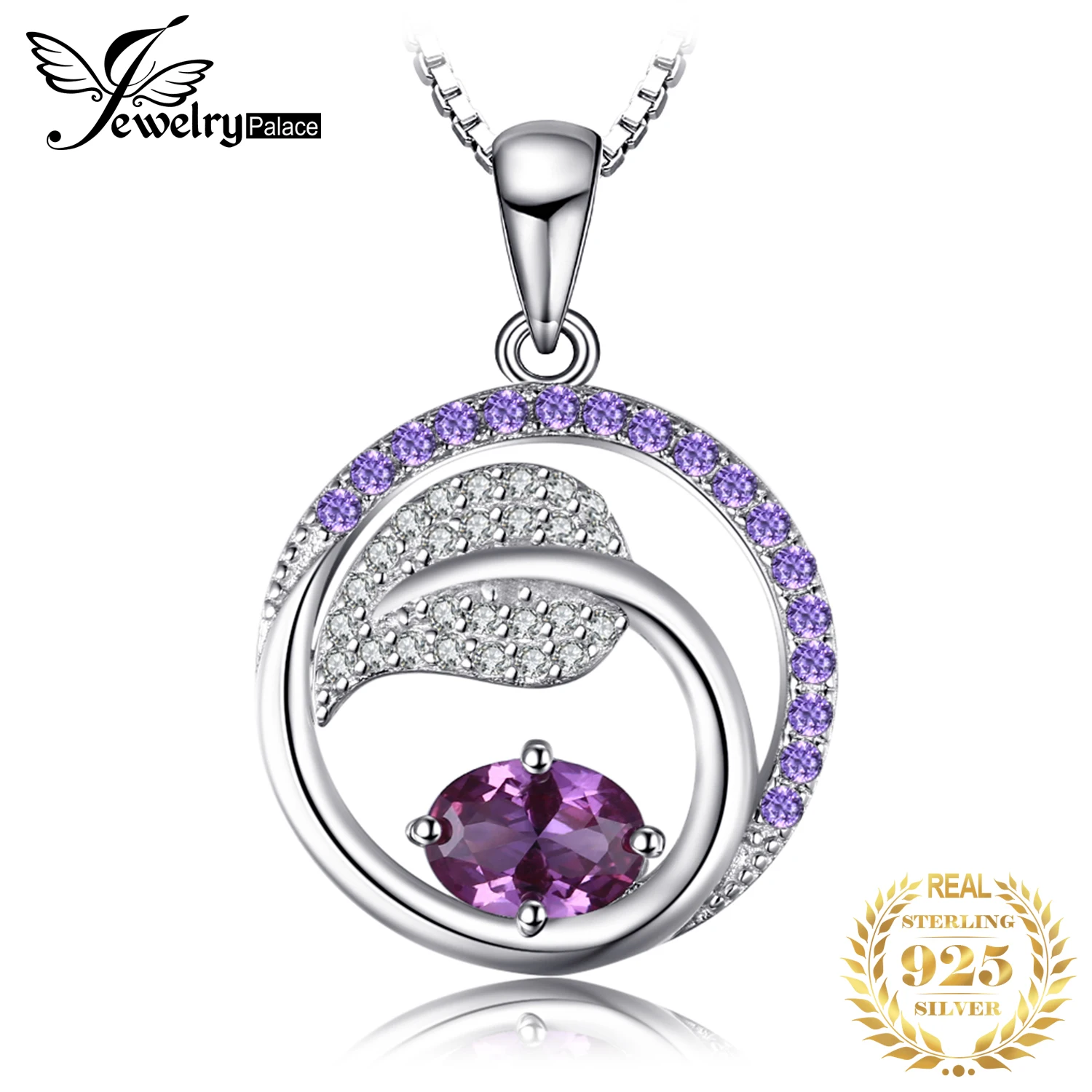 

JewelryPalace Leaf 1ct Created Alexandrite Sapphire 925 Sterling Silver Pendant Necklace for Woman Gemstone Jewelry No Chain