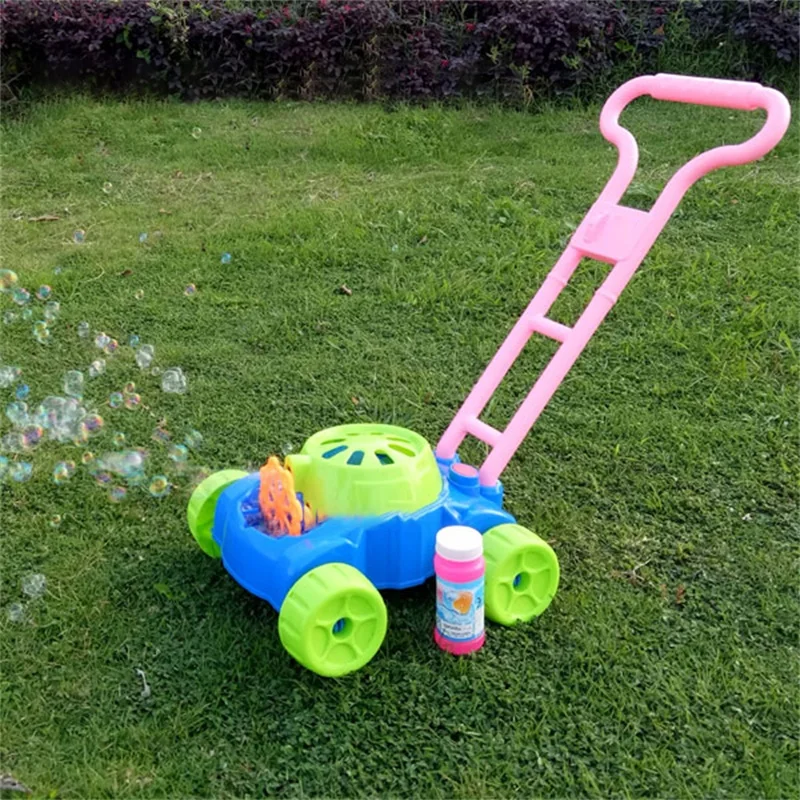 

Kids Hand Push Bubble Toy Car Bubble Lawn Mower Outdoor Walker Push Toy Children Portable Interactive Present for Children