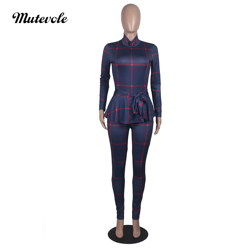 Mutevole Женский Осенний комбинезон в клетку с длинным рукавом Повседневный