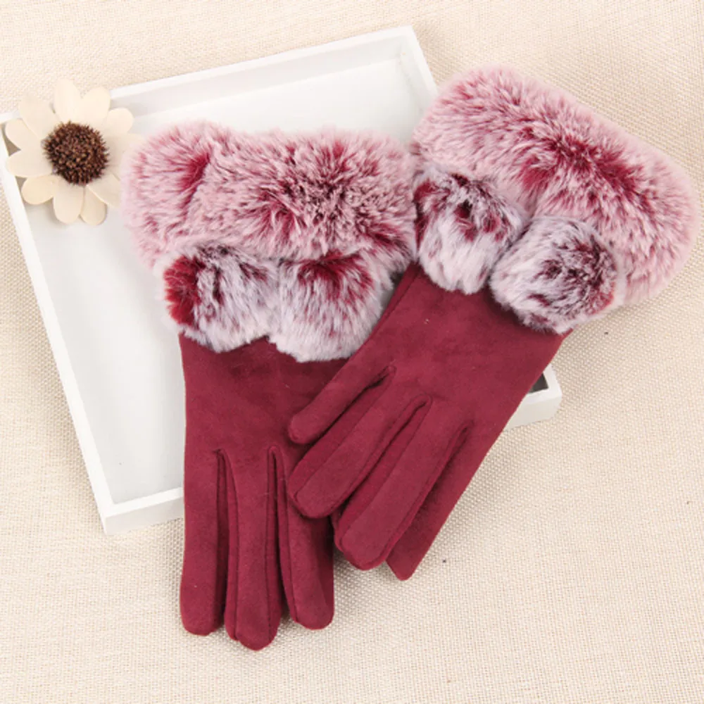 Женские зимние перчатки guantes rekawiczki шерстяные теплые кашемировые с сенсорным