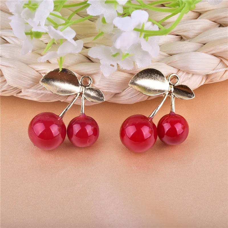 10 шт., подвеска в виде красной вишни, 25 х33 мм