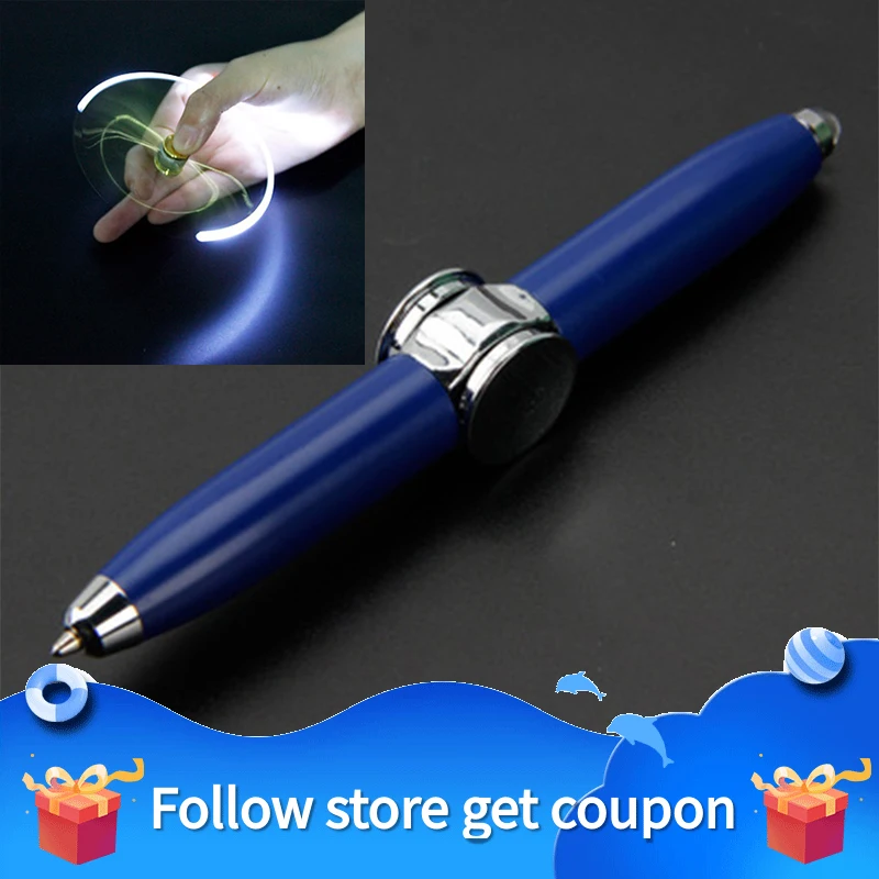 

Creative Multifunction Gyroscope LED Rotate Decompression Metal Ballpoint Pen Antistress Fingertip Top Pens Gyro Lighting Gifts