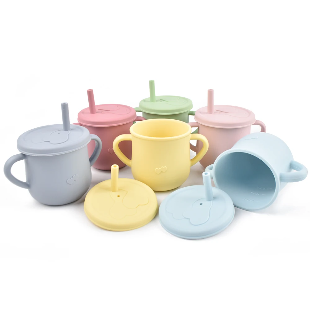 

Baby Feeding Learning Cups Food Grade Silicone Drinking Straw Cup BPA-Free Soft Sippy Cup For Toddlers & Kids Feeding Accessorie