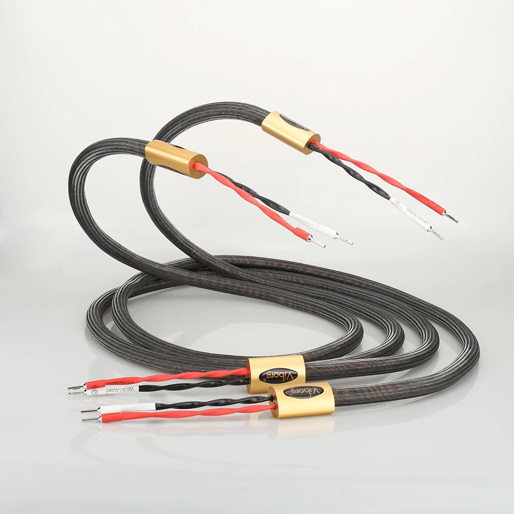 Однотонный Серебряный аудиокабель для динамика с разъемом типа банан из 99.998%