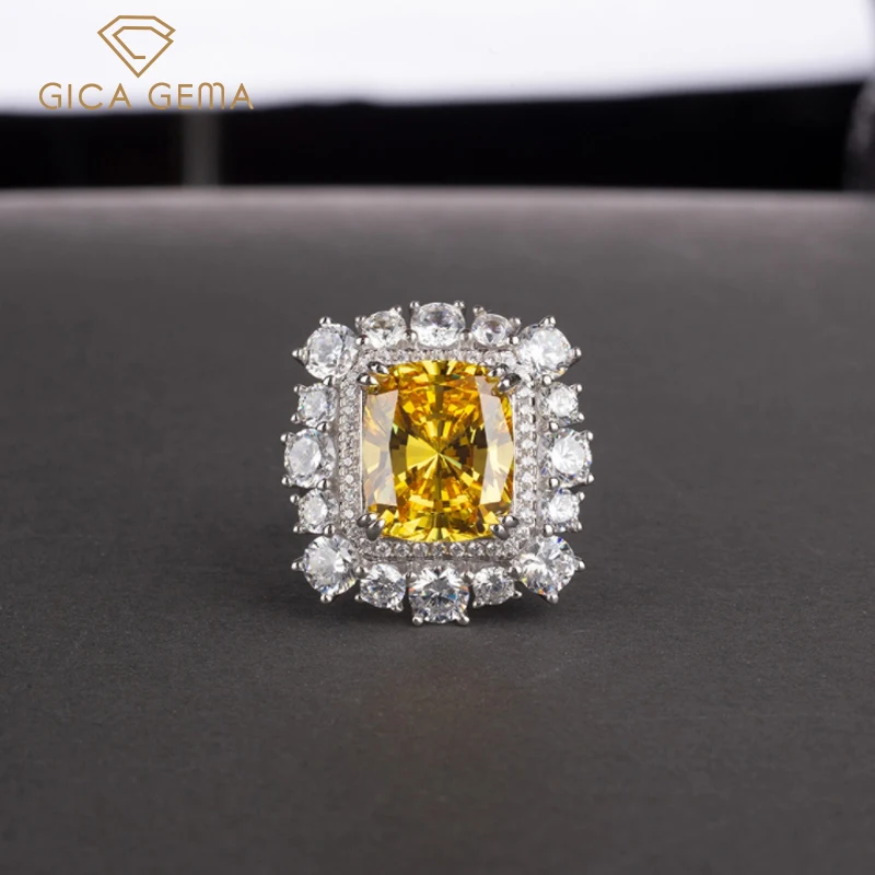 

GICA 100% 925 Sterling Silver Sparkling Topaz Aquamarine High Carbon Wedding Rings For Women Party Fine Jewelry Gift Wholesale