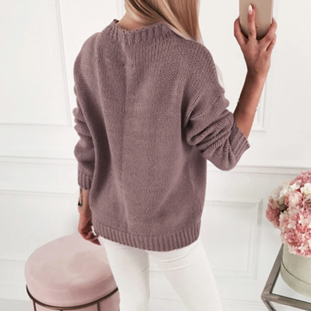 High Street Turtleneck Knitted Sweater Solid Long Sleeve Women 2019 Autumn Winter Casual Loose Pullovers Kintted Sweaters | Женская