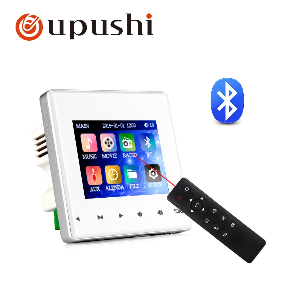 Умный настенный усилитель 2*25 Вт домашний фон музыкальный с bluetooth USB пульт