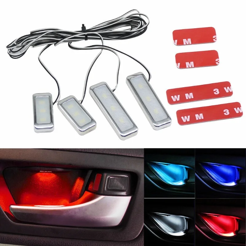 

4 Pcs Universal Decorative Lights Auto Atmosphere Lamp Lnterior Armrest Door Handle LED Lighting Lnterior Car Bowl