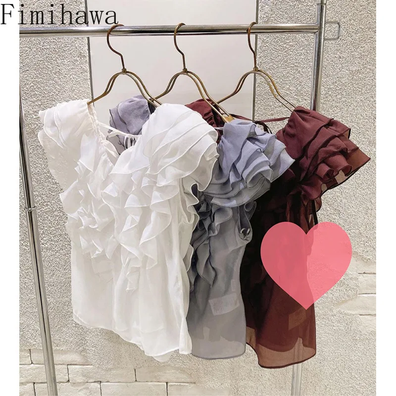 Элегантная блузка Fimihawa с оборками в стиле пэчворк женская без рукавов завязкой