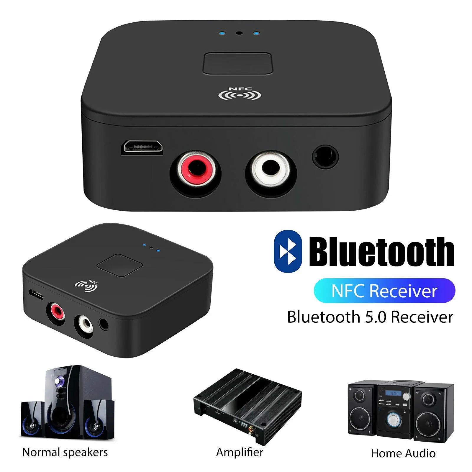 Bluetooth 5 0 ресивер беспроводной 3 мм разъем Aux Nfc к 2 Rca стерео адаптер преобразователь