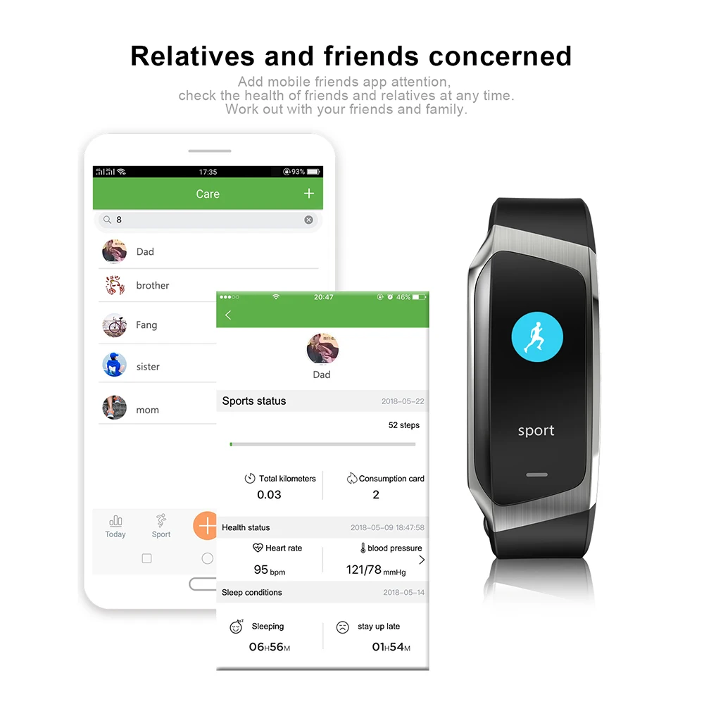 Смарт браслет E18 пульсометр фитнес трекер монитор жизни водонепроницаемые