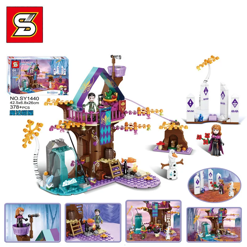 Волшебный домик на дереве лед и снег мир девочка игрушки для сборки маленький