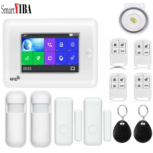 YB10612 Комплект «сделай сам», беспроводная домашняя GSM сигнализация, wifi, GPRS, охранная сигнализация, система безопасности, домашняя сигнализация, совместима с Amazon Alexa - Цвет: YB10612