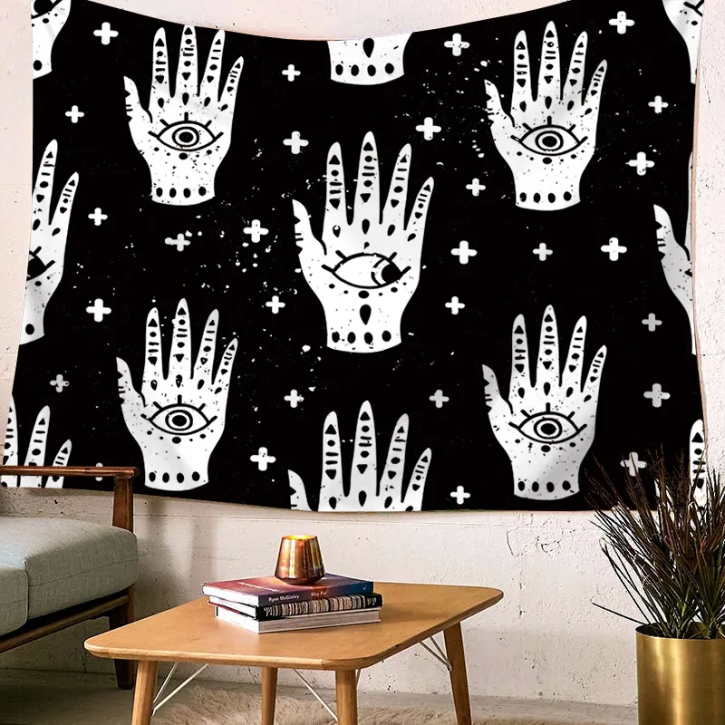 Полиэстер ткань череп серии гобелен Йога Хиппи гадание Таро кошка Ouija колдовство