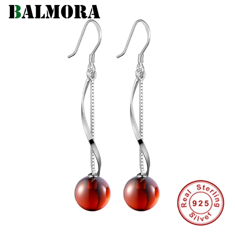 BALMORA, 925 пробы, серебро, красный гранат, висячие серьги для женщин, женские винтажные элегантные модные ювелирные изделия, Bijoux Brincos
