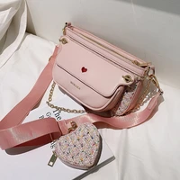 three in one small pu leather crossbody bags for women 2020 trend bag chain shoulder handbags female travel branded bag