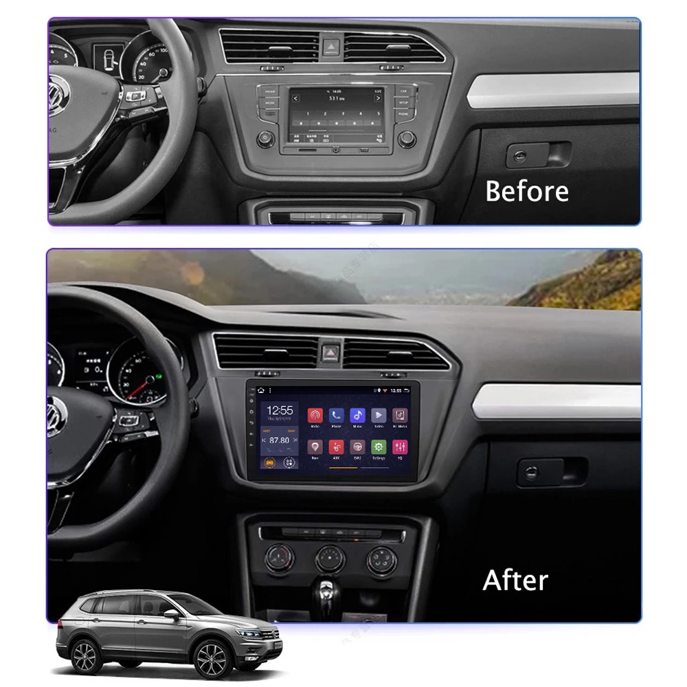Автомагнитола 2 Din мультимедийный видеоплеер навигатор GPS Android для Volkswagen Tiguan Mk 2017