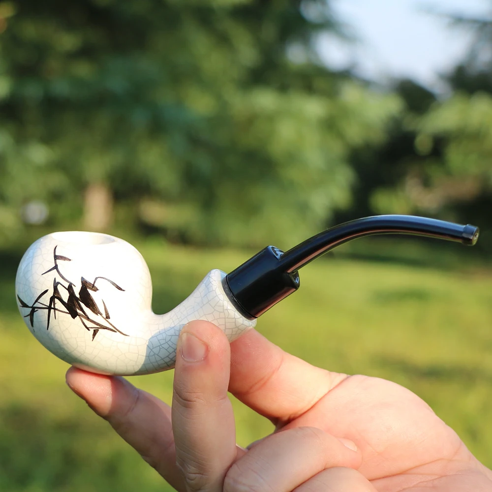 Ⓐ курильщик ручная роспись керамическая трубка с пальчиком керамический