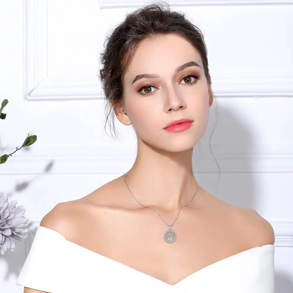 

Eudora Genuine 925 Sterling Silver Tree of life Pendant Necklace with CZ Fashion Jewelry for Women Trendy Jewelry with box D110