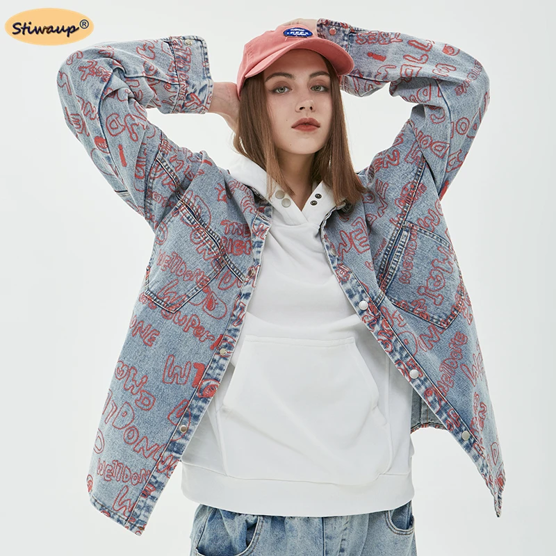 Denim Man Varsity Jacket Spring Popular Letter Printing Couple Brand Luxury Clothing Autumn Woman Camouflage Blouses and Shirts