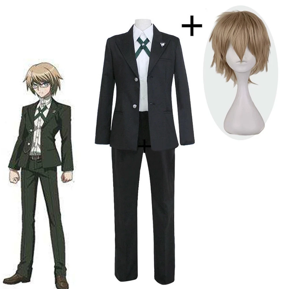 

Anime Danganronpa Byakuya Togami Cosplay Costume Brown Short Wig Dangan Ronpa Uniform Jacket Shirt Pants Halloween Outfit Gifts