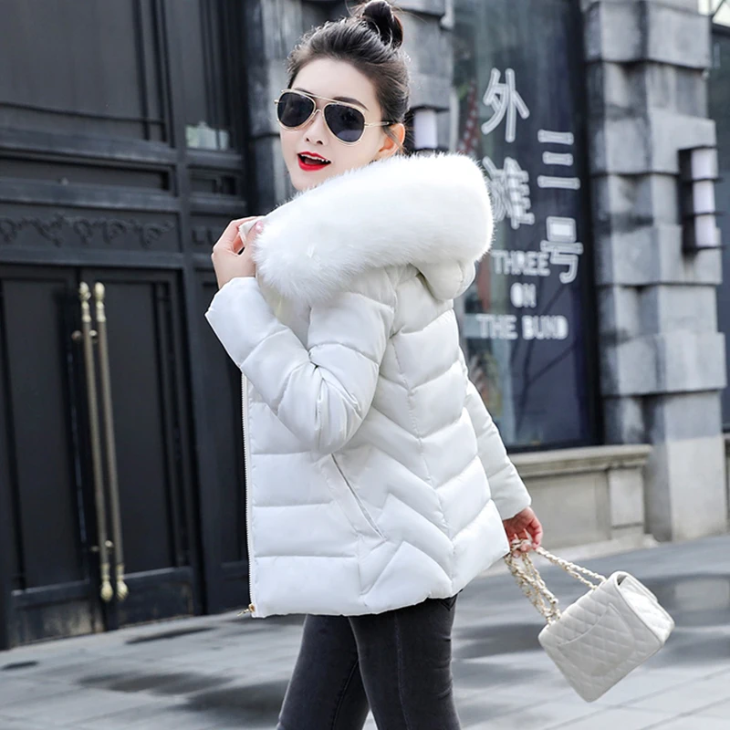 white 2 Большое меховое зимнее пальто, женская куртка, новинка, парка с капюшоном, теплая зимняя куртка для женщин, ватная Женская куртка, плюс размер, 5XL, женский пуховик - Цвет: white 2