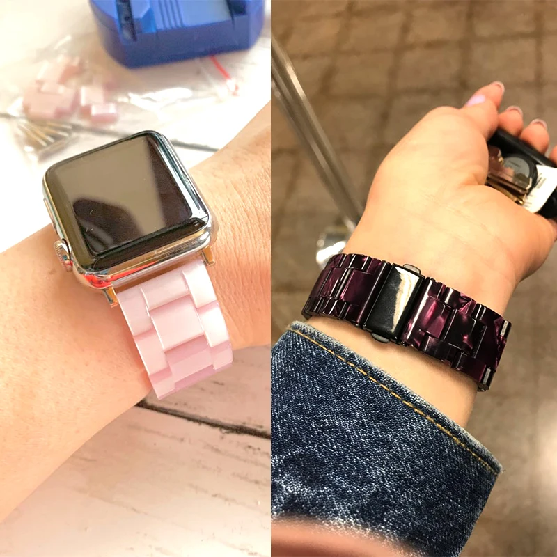 18 цветов, ремешок из итальянской смолы для APPLE Watch 5 4 3 44 мм/42 мм Iwatch 40 мм 38 мм, браслет на запястье, керамический ремешок для Apple Watch, ремешок для часов