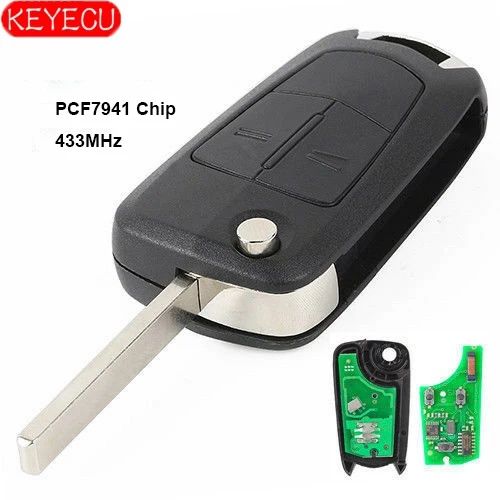 

KEYECU 2 кнопки дистанционный ключ-брелок от машины 433 МГц PCF7941 для Vauxhall Opel Corsa D 2007-2012