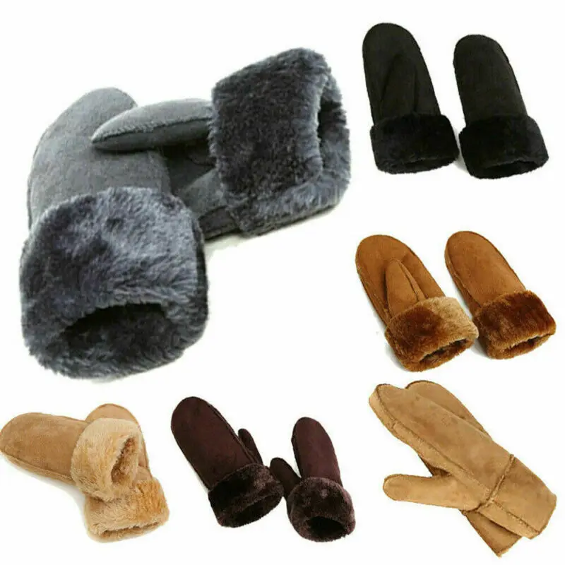 2019 Модные Новые осенне зимние женские перчатки одноцветные на меху кожаные