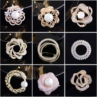 luxury jewelry branches and leaf wreath brooch silk scarf buckle cz rose flower garland buckles for women clothing accessories