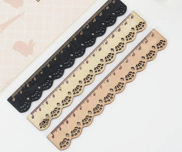 

1pcs Cute Stationery Rulers Kawaii Lace Ruler Brown Wood Ruler Office School Accessories