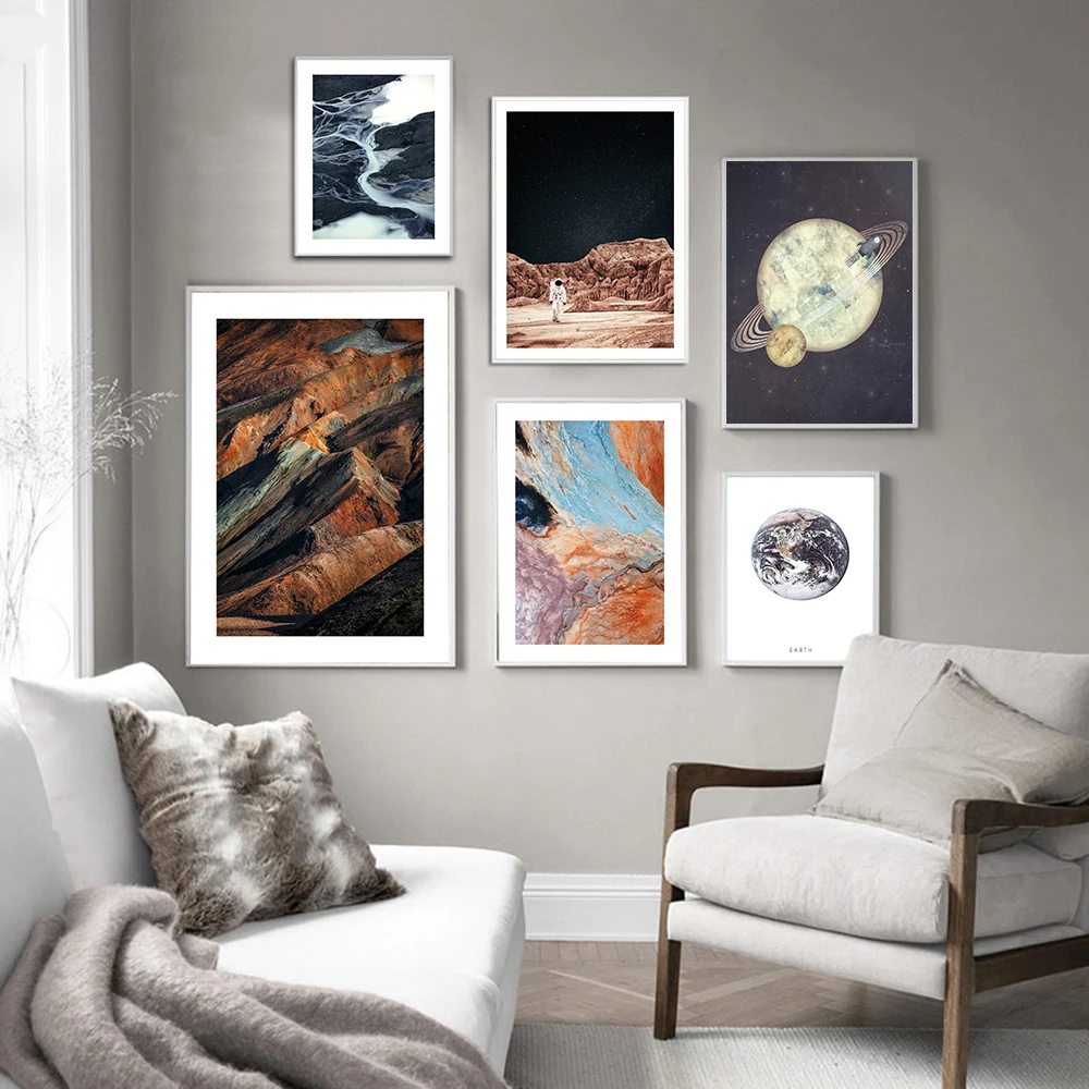 

Abstract Nordic Poster Planet Space Canvas Painting Wall Art Colors Pictures For Living Room Modern Decorative Prins On The Wall