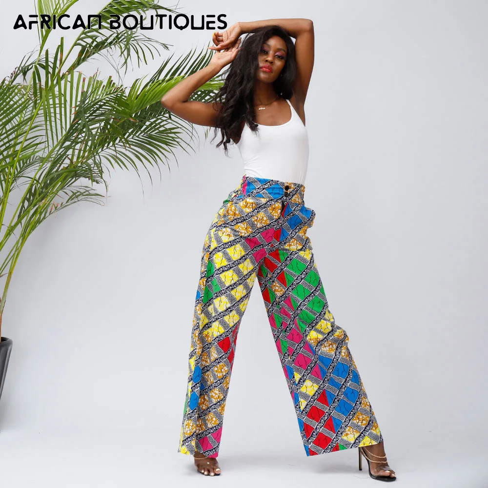 

Широкие брюки с Африканским принтом Кента, модные женские свободные брюки на шнуровке с высокой талией, женская одежда в нигерийском стиле