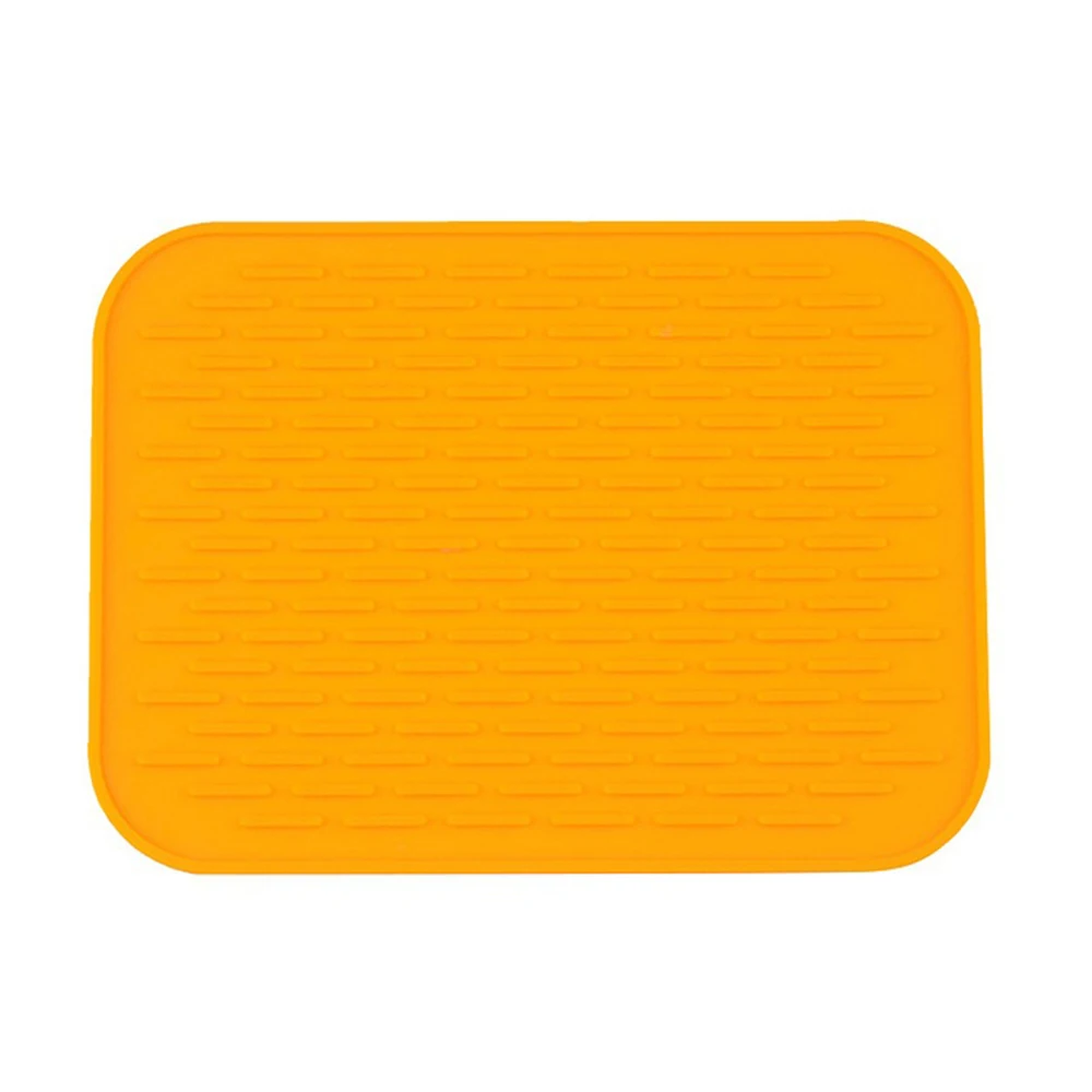 orange Rectangle Silicone Table Placemat Heat Resistant Drying Saucepan Dinnerware Mat Pad Dishes Cup Coaster Kitchen Accessories - Цвет: orange