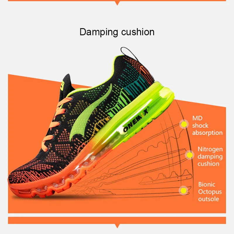 ONEMIX Men Air Cushion Running Shoes Breathable Knit Athletic Comfortable Trainers Light Outdoor Sport Mesh Shoe Sneakers