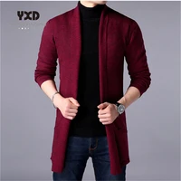 free shipping 2020 new spring autumn mens clothes mens long cardigan knitted solid color casual slim sweater coat jacket k pop