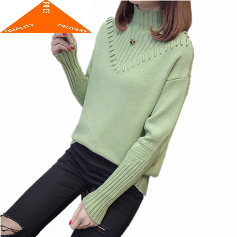 

Пуловер толстый Корейский осень 2020 женский зимний свитер с высоким воротом женские вязаные топы Женская одежда LWL882