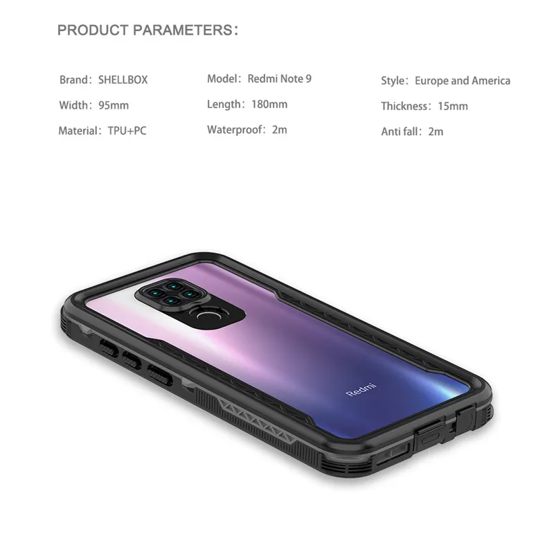Водонепроницаемый чехол для Xiaomi Redmi Note 9 дайвинга Note9 ударопрочный занятий